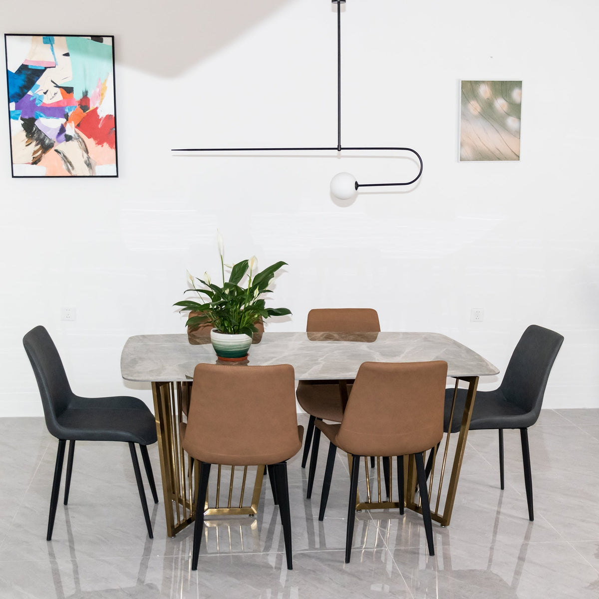 Modern Gold Metal Arc Chandelier – Globe Pendants