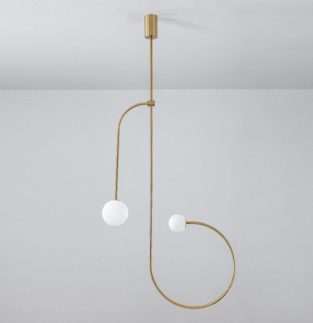 Modern Gold Metal Arc Chandelier – Globe Pendants