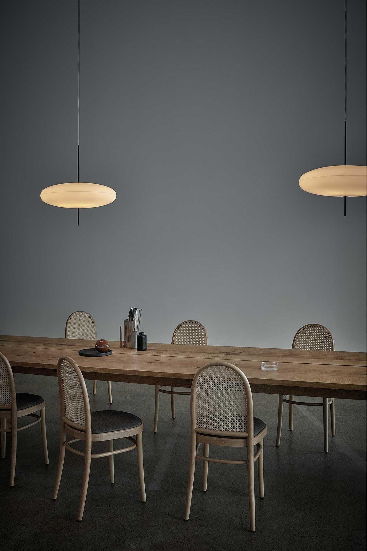 Minimalist White Opal Disc Pendant – Two-Tier