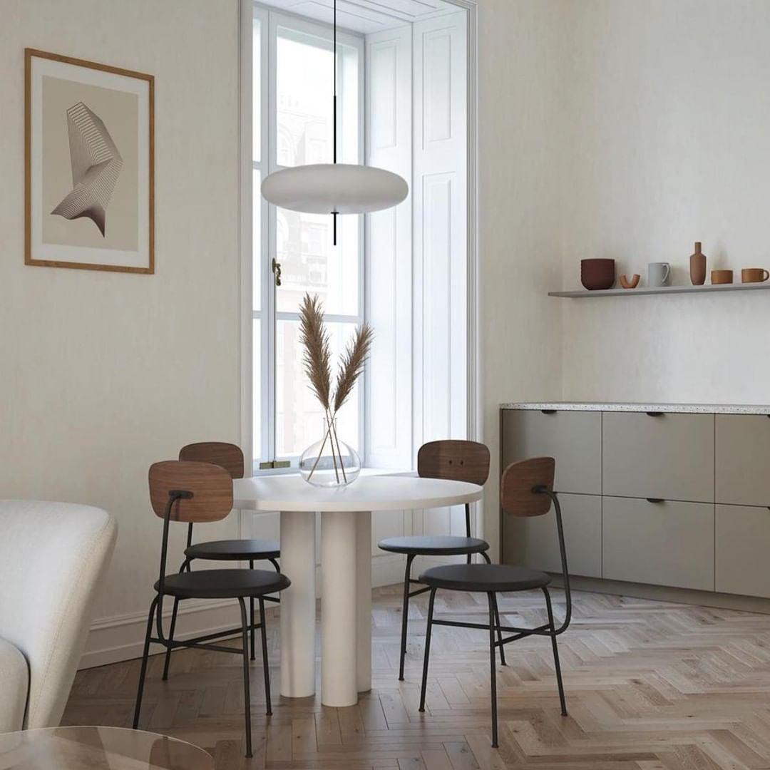 Minimalist White Opal Disc Pendant – Two-Tier