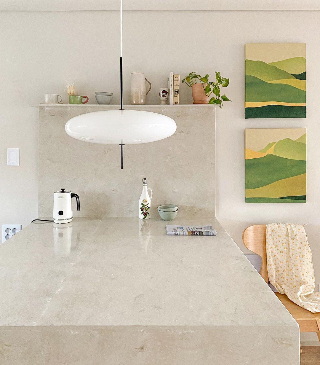 Minimalist White Opal Disc Pendant – Two-Tier