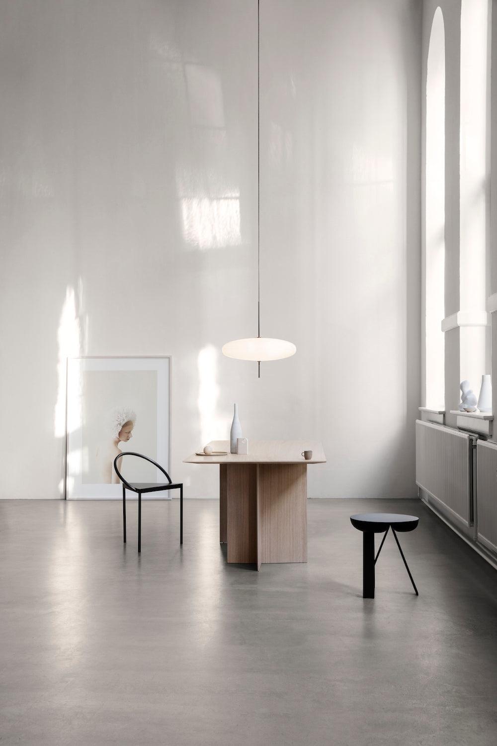 Minimalist White Opal Disc Pendant – Two-Tier