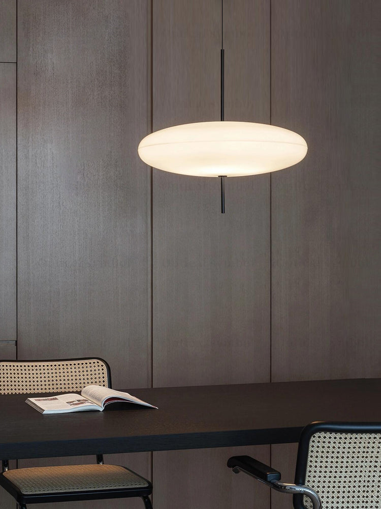 Minimalist White Opal Disc Pendant – Two-Tier