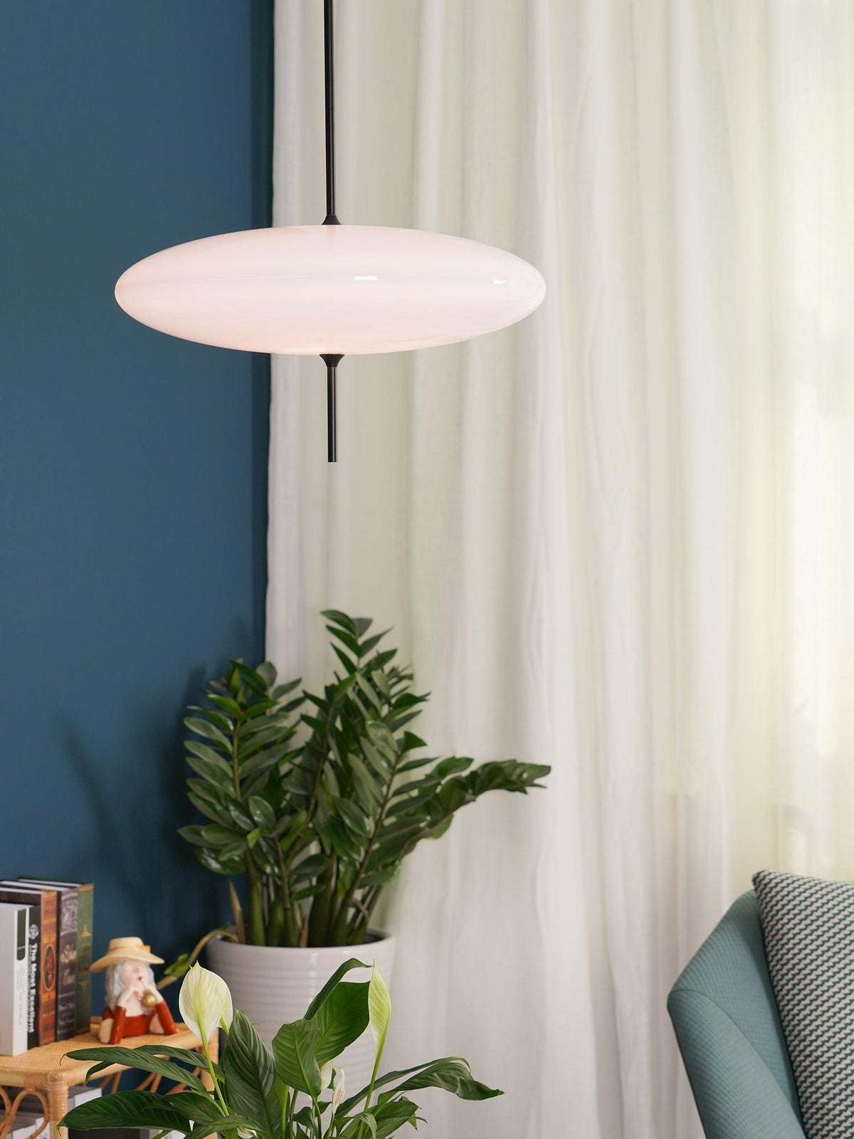Minimalist White Opal Disc Pendant – Two-Tier
