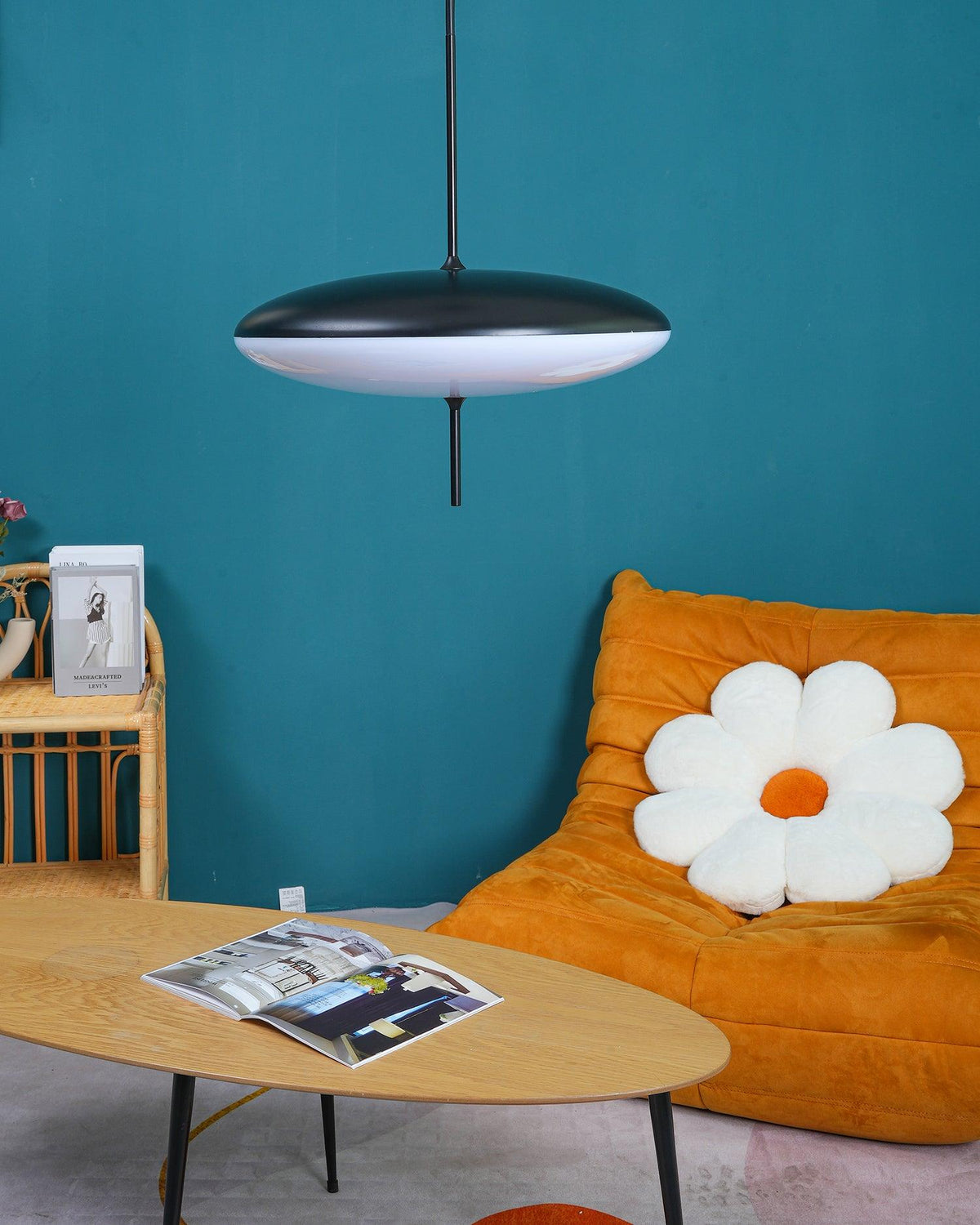 Minimalist White Opal Disc Pendant – Two-Tier
