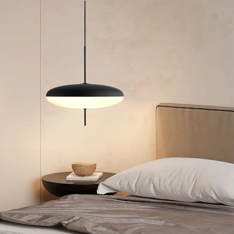 Minimalist White Opal Disc Pendant – Two-Tier