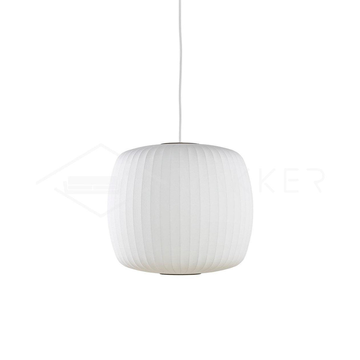 Mid-Century White Silk Pendant – Bubble Wireframe