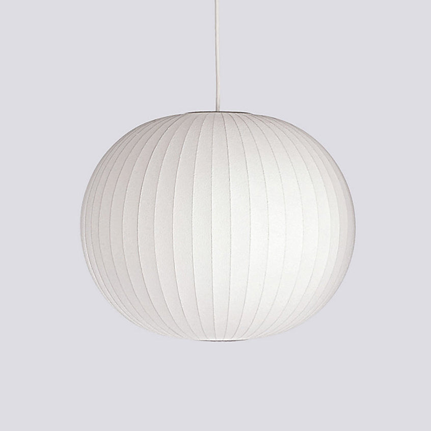 Mid-Century White Silk Pendant – Bubble Wireframe