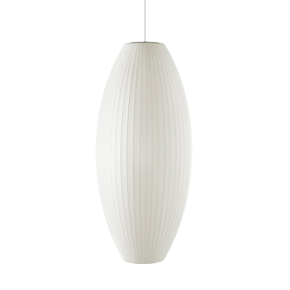 Mid-Century White Silk Pendant – Bubble Wireframe
