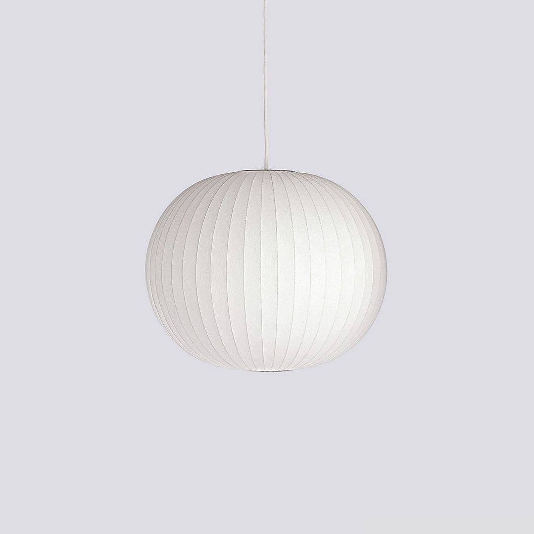 Mid-Century White Silk Pendant – Bubble Wireframe