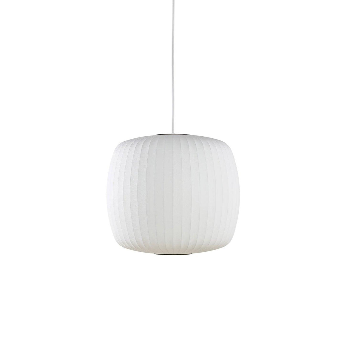 Mid-Century White Silk Pendant – Bubble Wireframe
