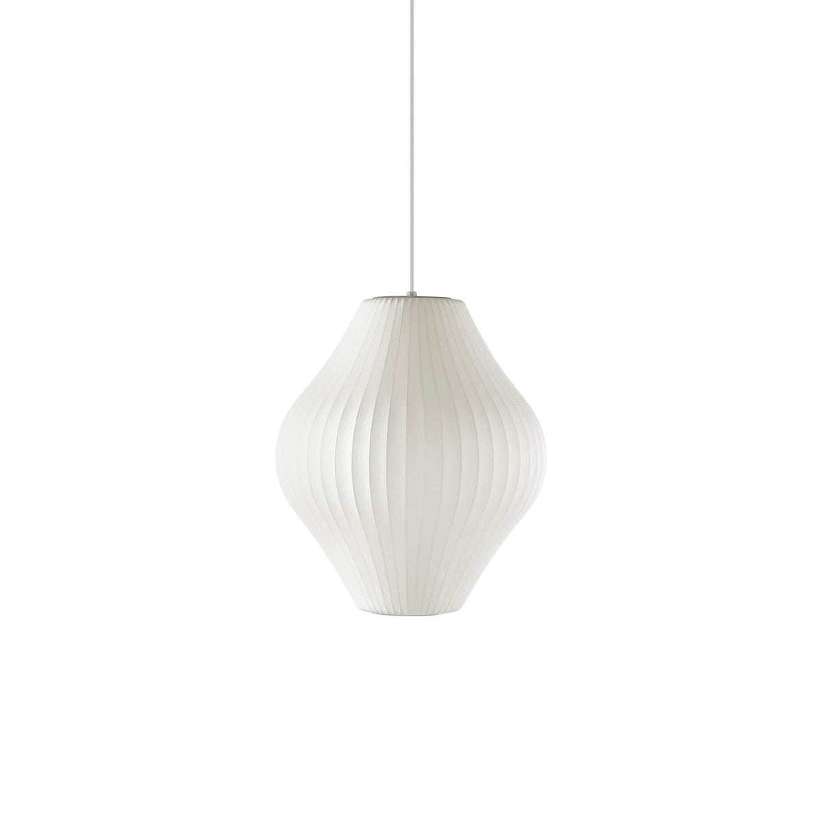 Mid-Century White Silk Pendant – Bubble Wireframe