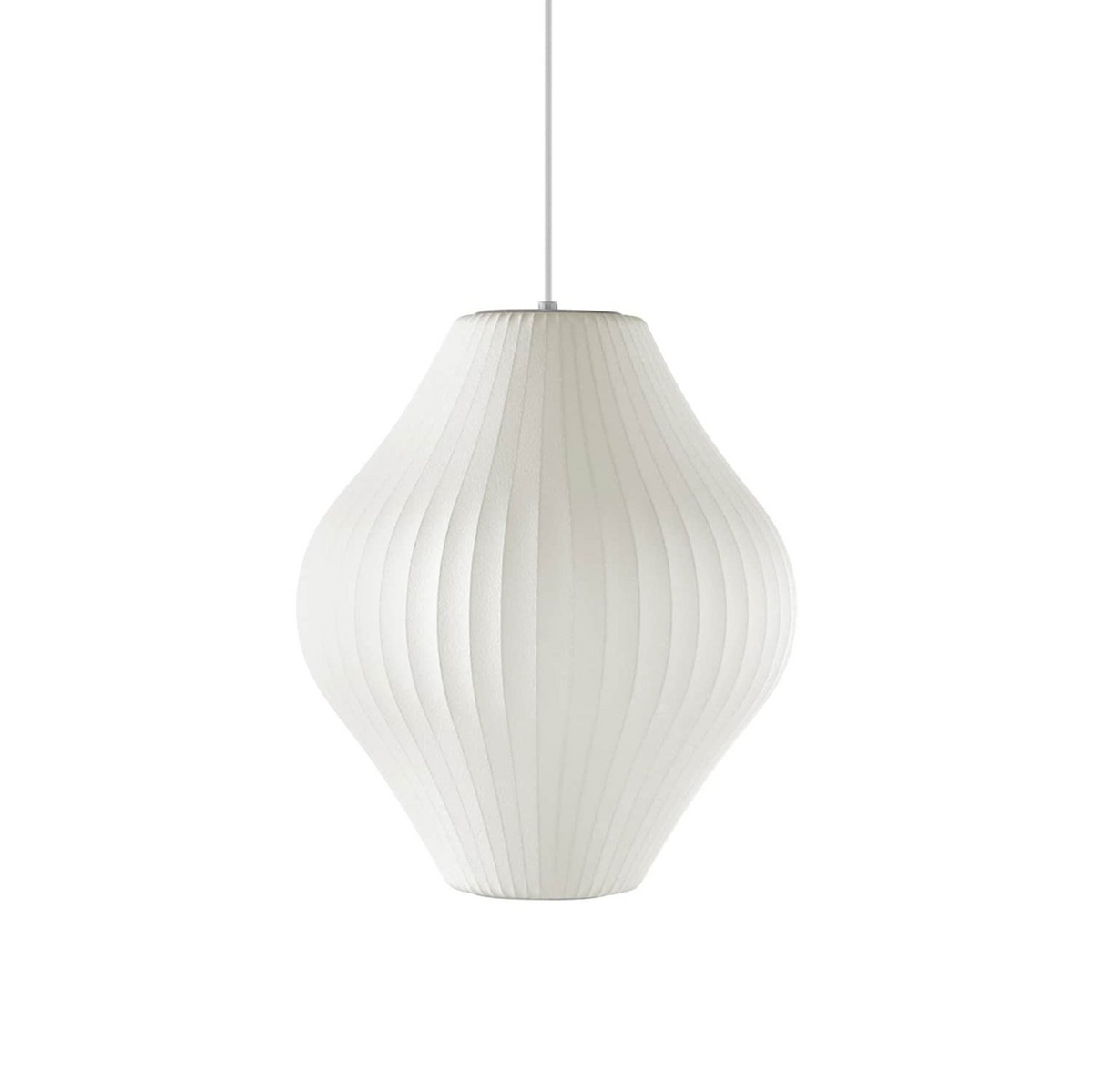 Mid-Century White Silk Pendant – Bubble Wireframe