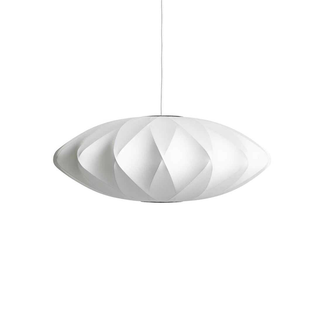 Mid-Century White Silk Pendant – Bubble Wireframe