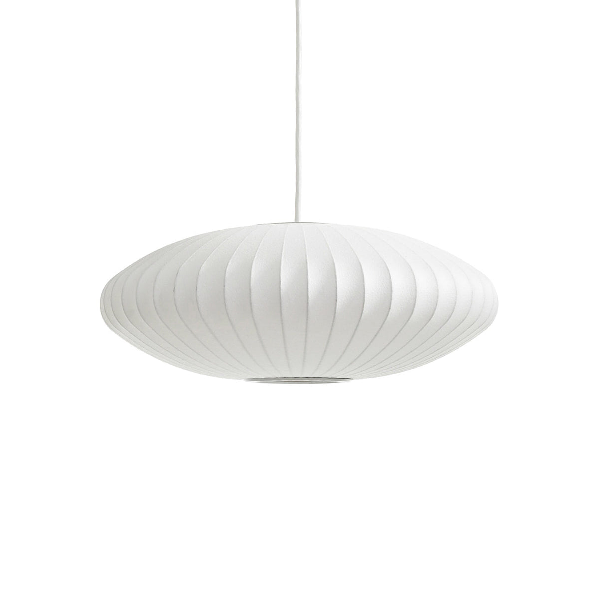 Mid-Century White Silk Pendant – Bubble Wireframe