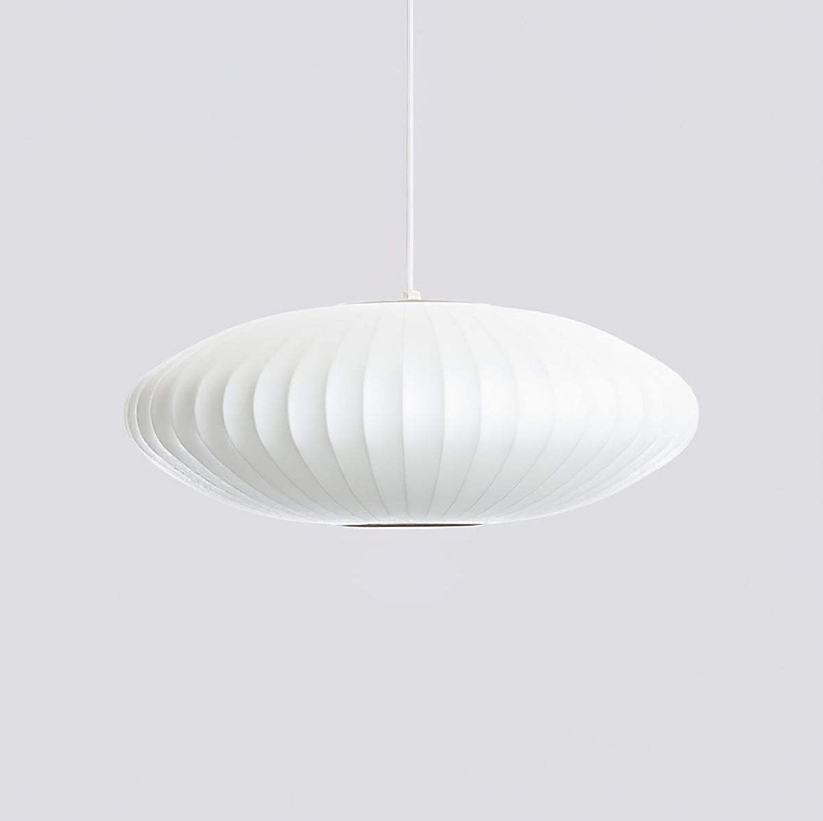 Mid-Century White Silk Pendant – Bubble Wireframe