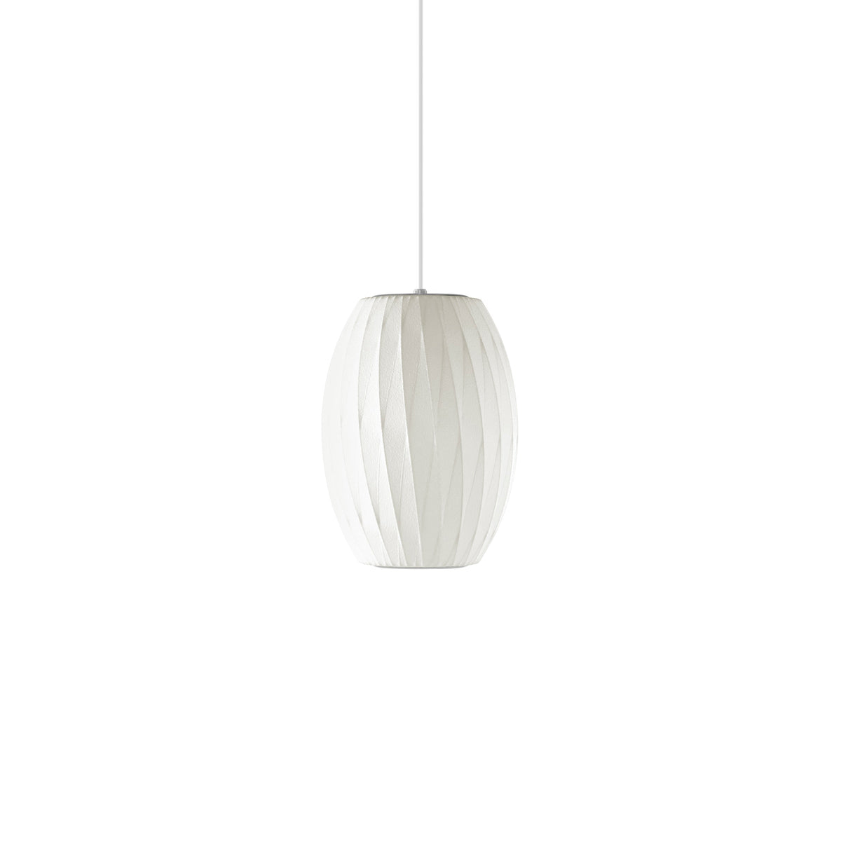 Mid-Century White Silk Pendant – Bubble Wireframe