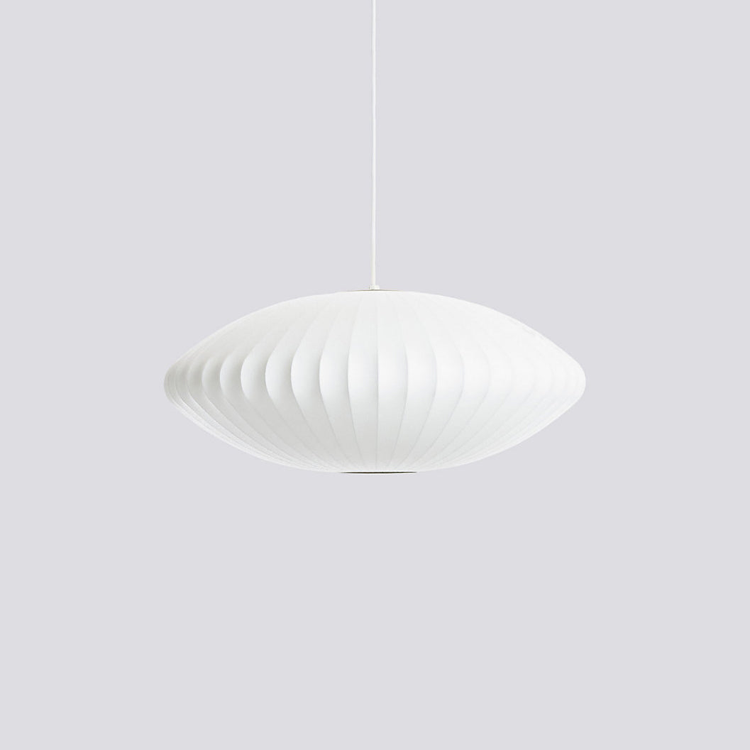 Mid-Century White Silk Pendant – Bubble Wireframe