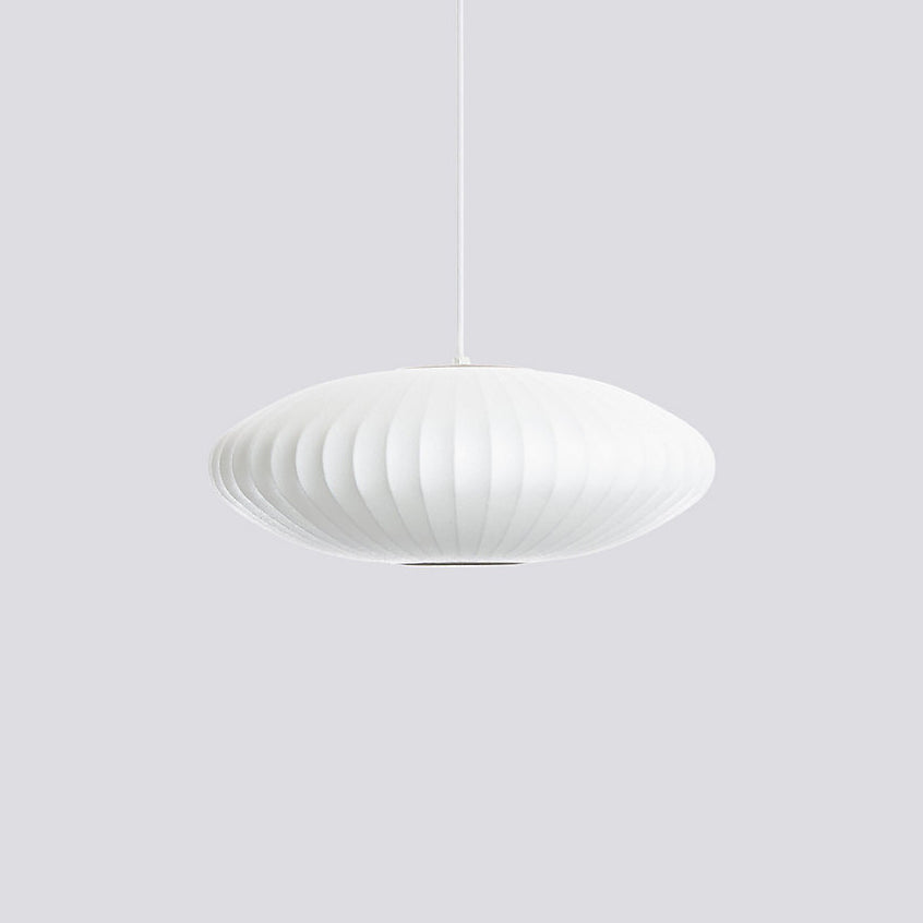 Mid-Century White Silk Pendant – Bubble Wireframe