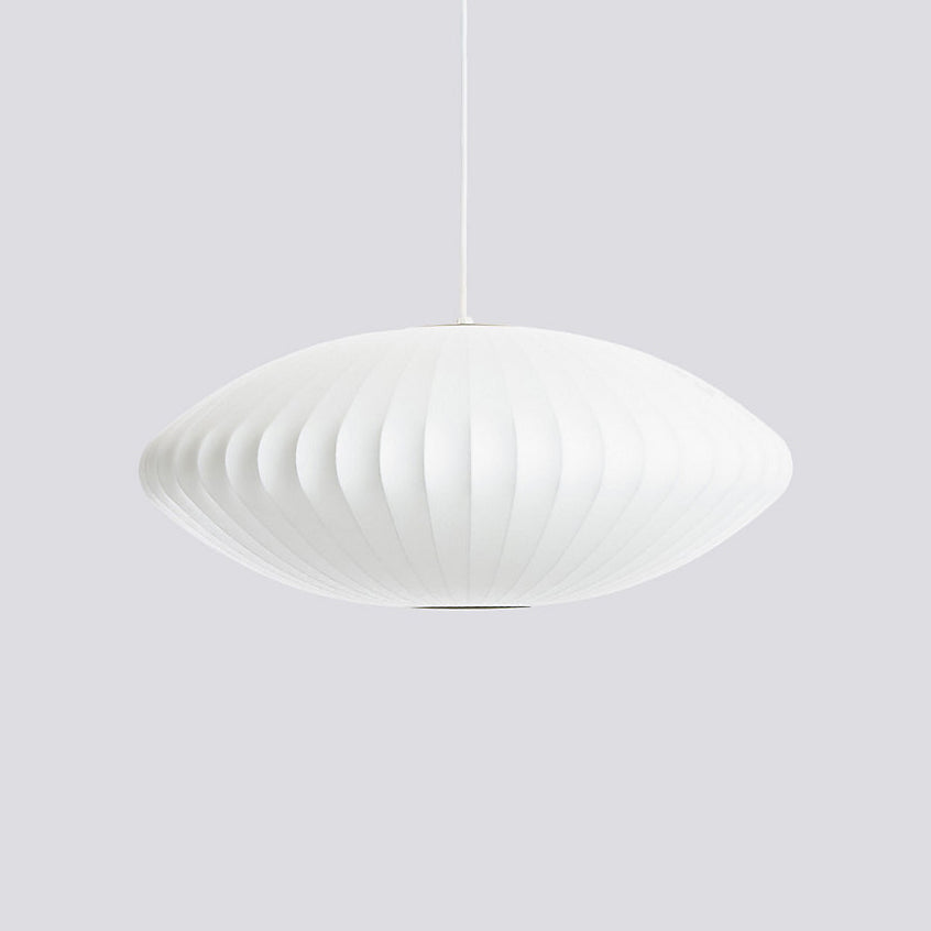 Mid-Century White Silk Pendant – Bubble Wireframe