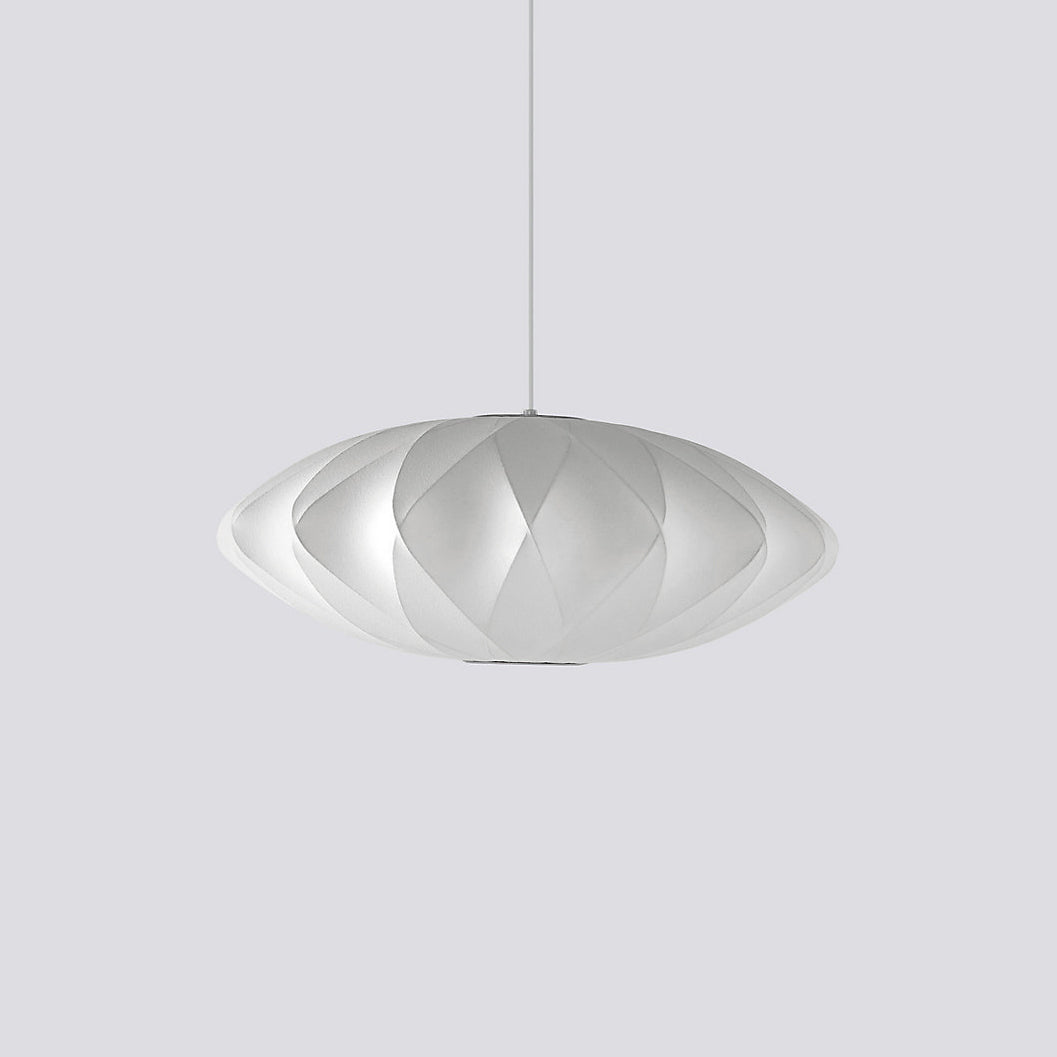 Mid-Century White Silk Pendant – Bubble Wireframe