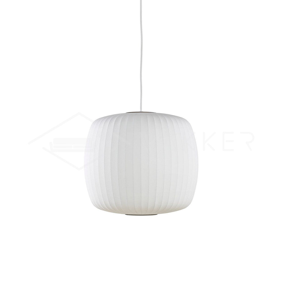 Mid-Century White Silk Pendant – Bubble Wireframe