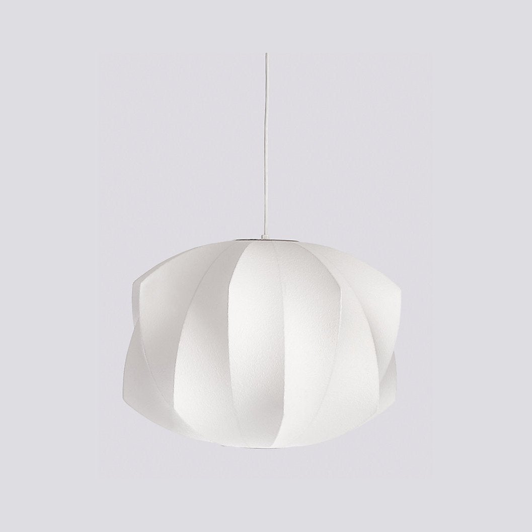 Mid-Century White Silk Pendant – Bubble Wireframe