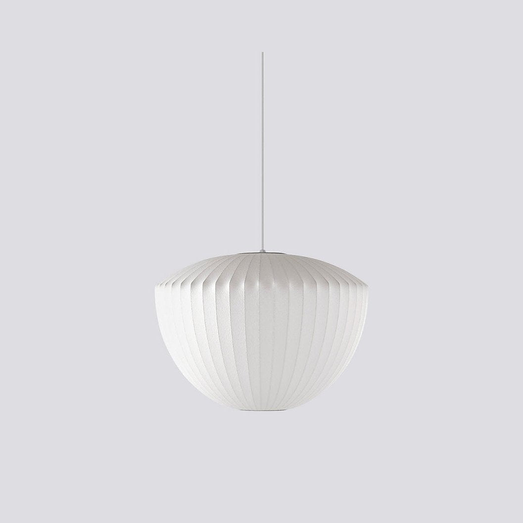 Mid-Century White Silk Pendant – Bubble Wireframe