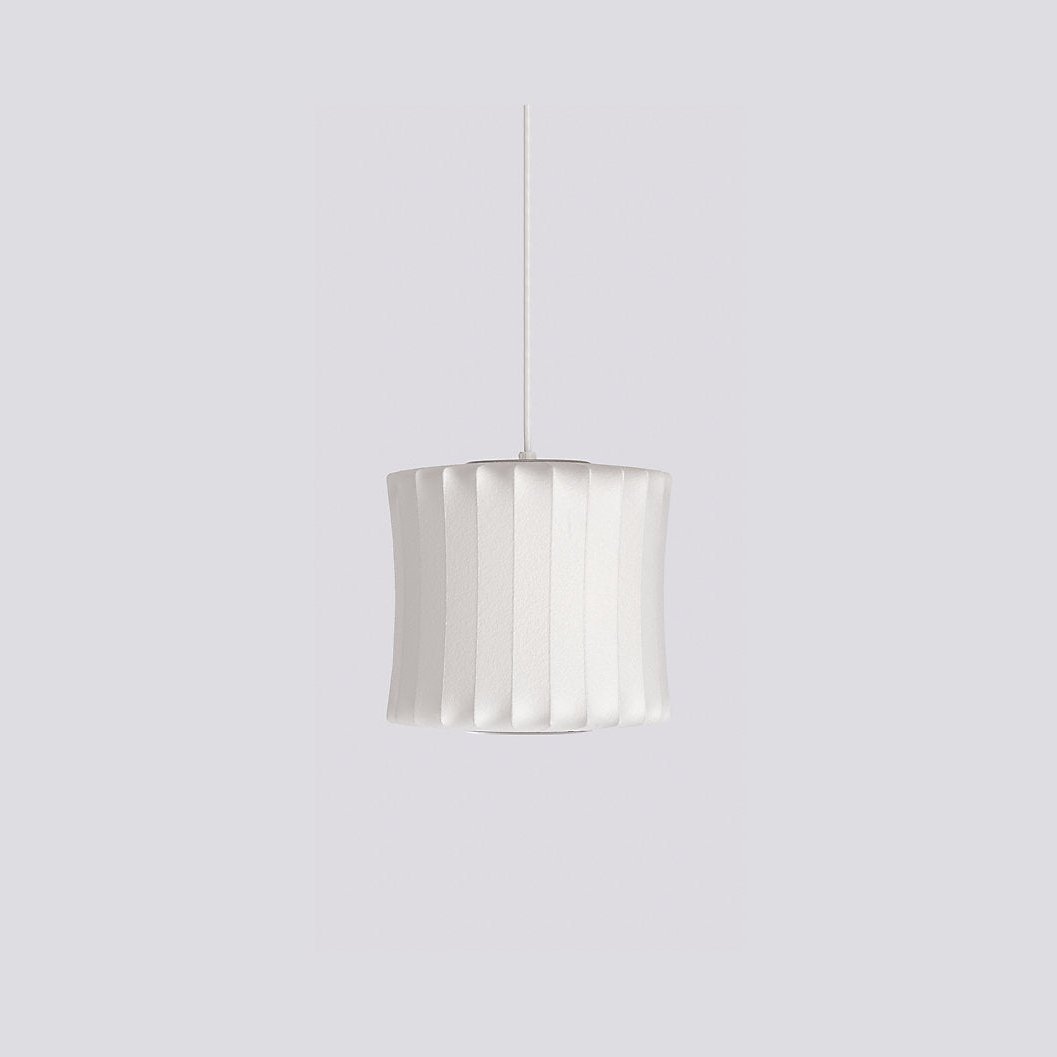 Mid-Century White Silk Pendant – Bubble Wireframe