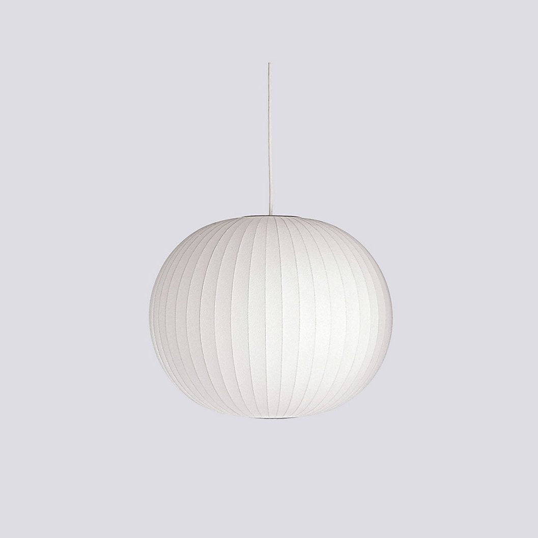 Mid-Century White Silk Pendant – Bubble Wireframe
