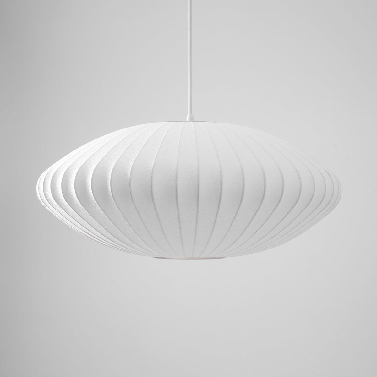 Mid-Century White Silk Pendant – Bubble Wireframe