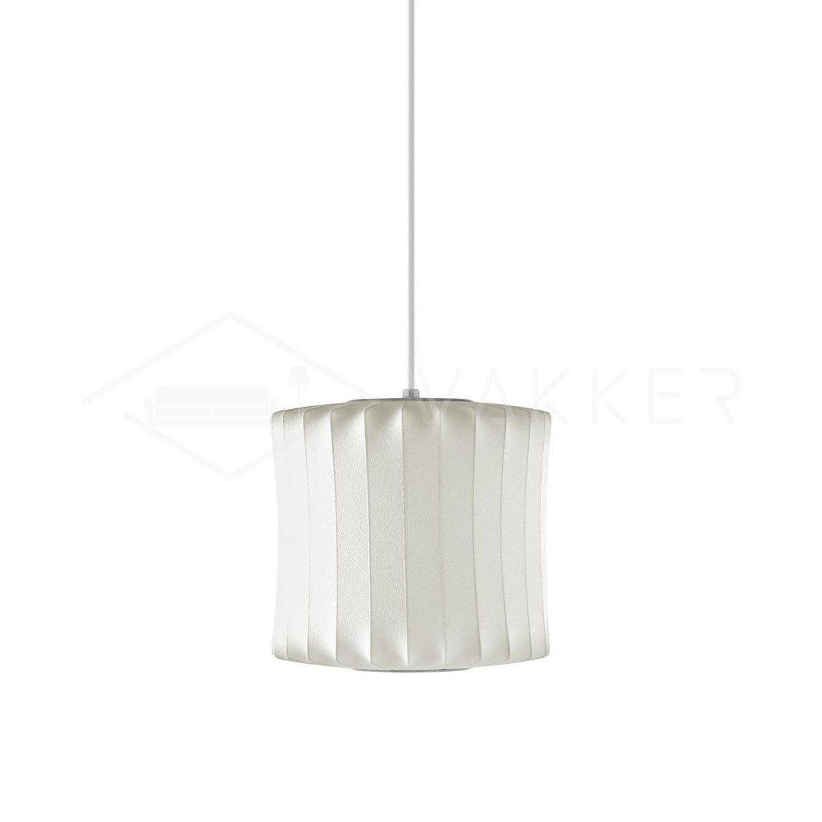 Mid-Century White Silk Pendant – Bubble Wireframe