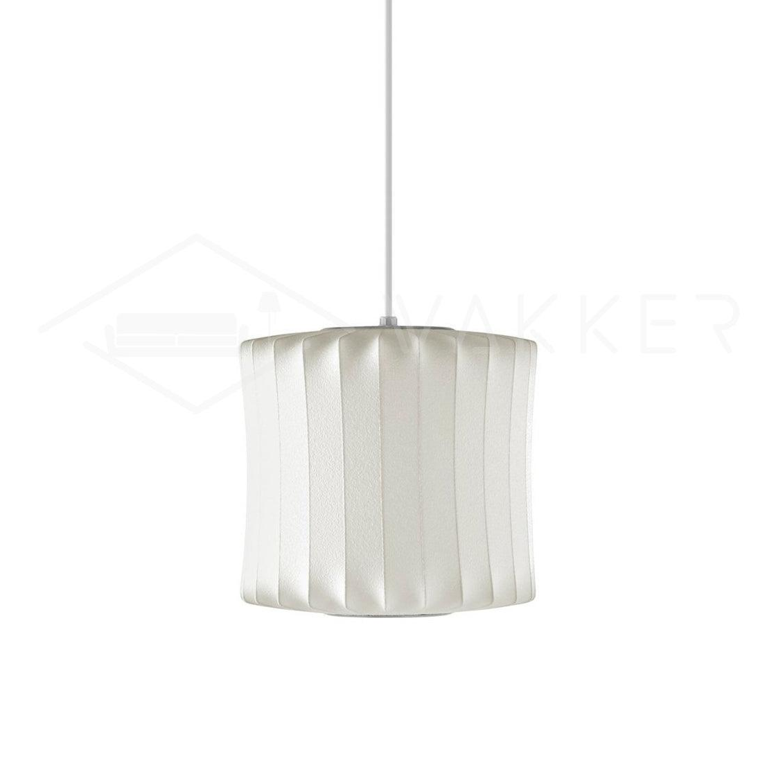 Mid-Century White Silk Pendant – Bubble Wireframe
