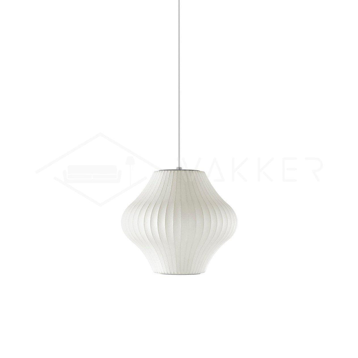 Mid-Century White Silk Pendant – Bubble Wireframe