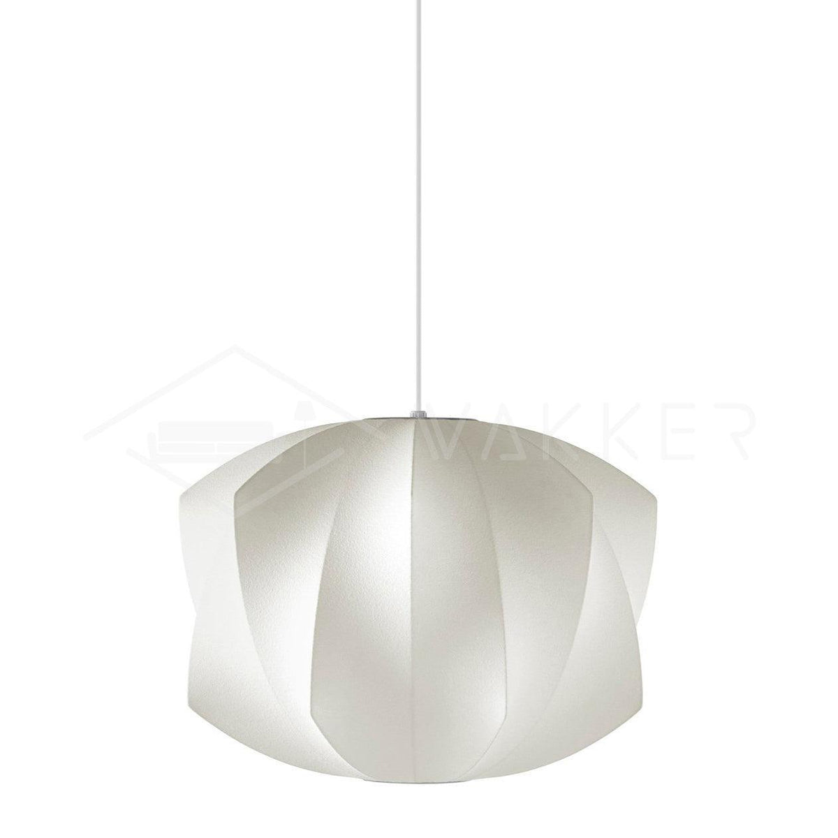 Mid-Century White Silk Pendant – Bubble Wireframe