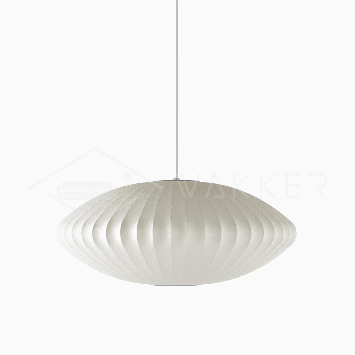 Mid-Century White Silk Pendant – Bubble Wireframe
