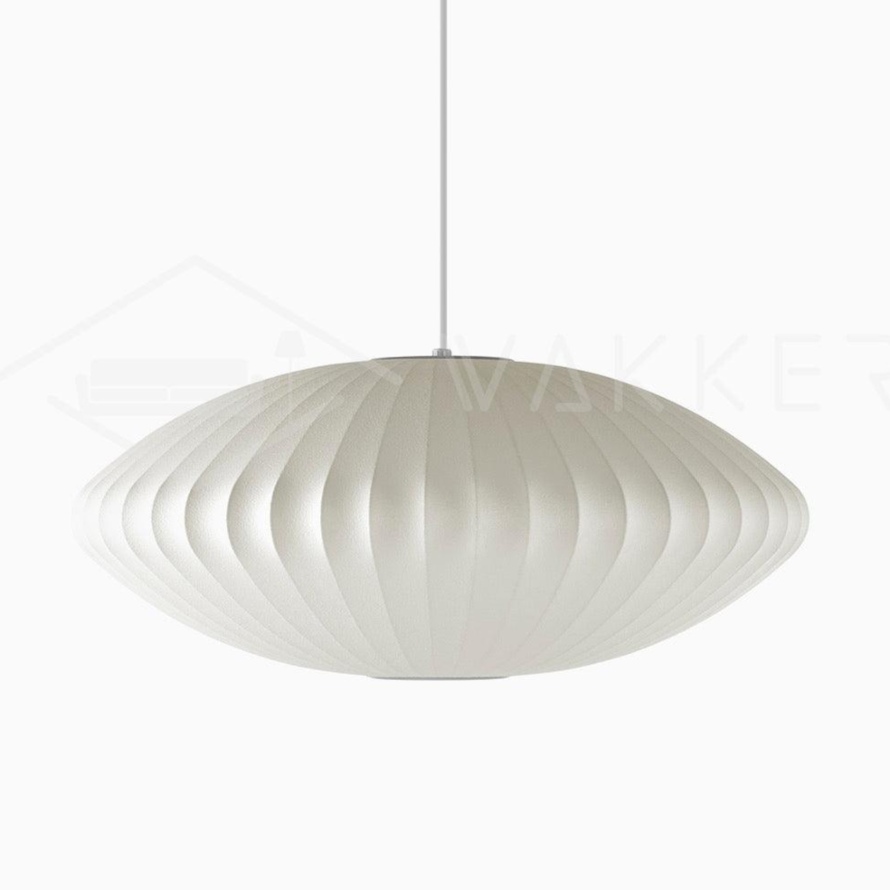 Mid-Century White Silk Pendant – Bubble Wireframe