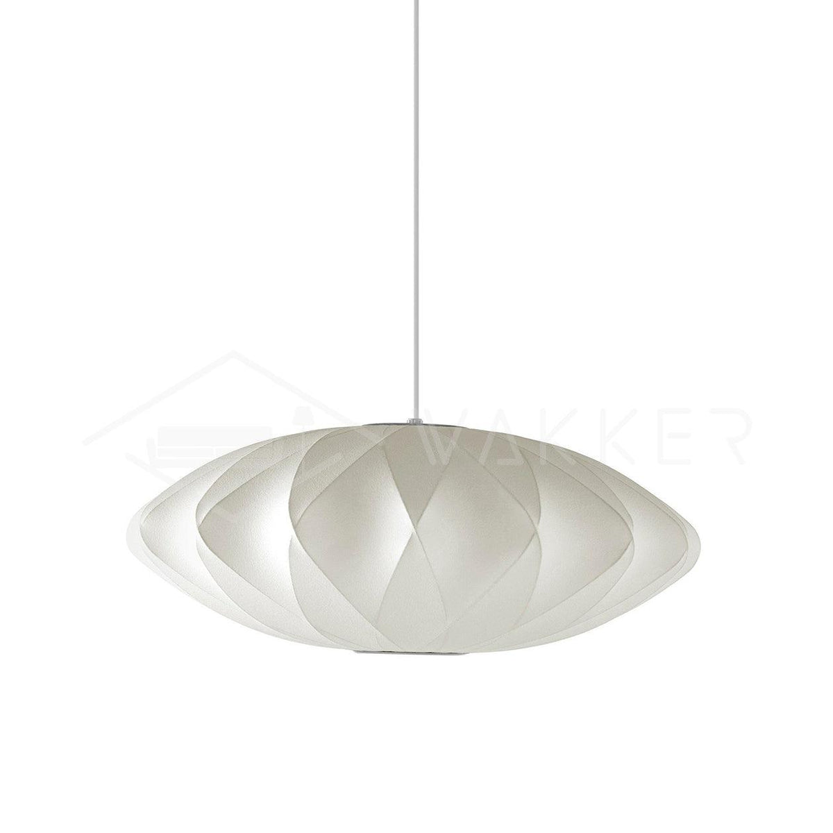 Mid-Century White Silk Pendant – Bubble Wireframe