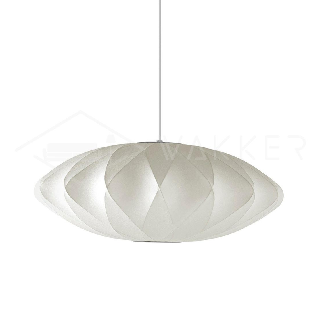 Mid-Century White Silk Pendant – Bubble Wireframe