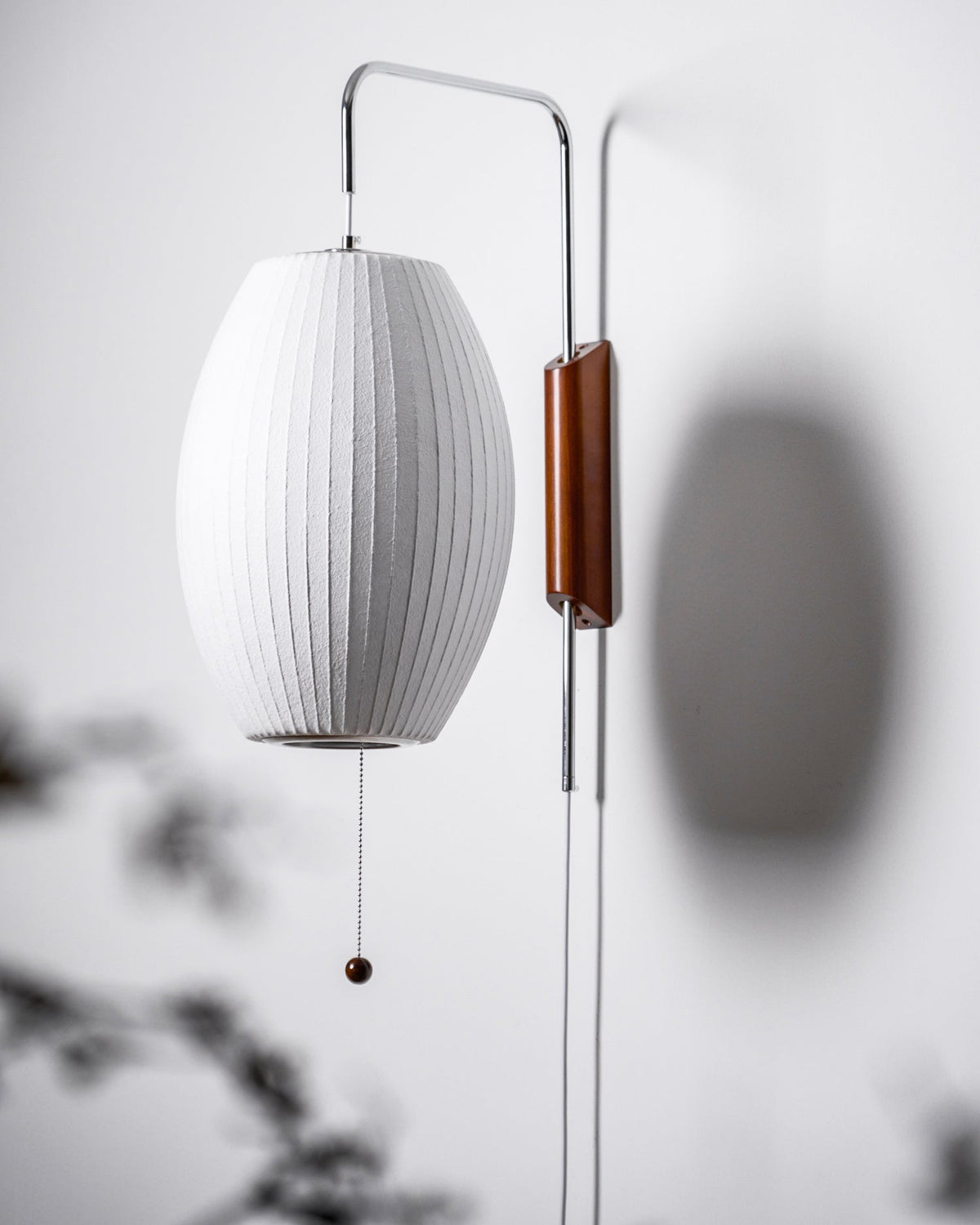 Mid-Century Walnut Bubble Sconce – Swivel Plug-In
