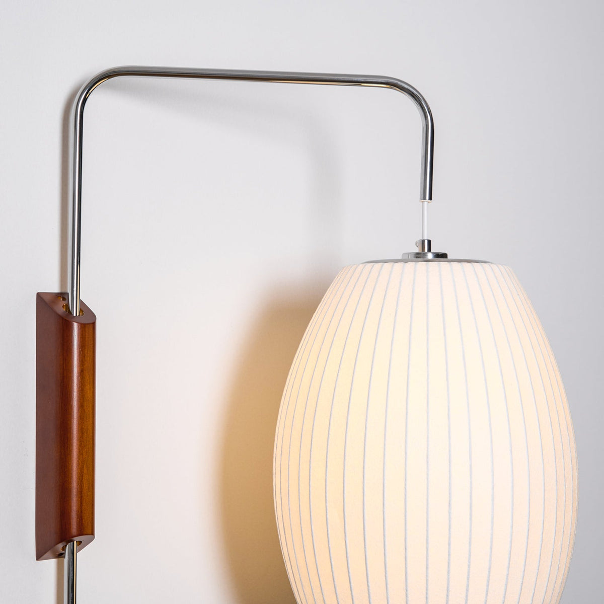 Mid-Century Walnut Bubble Sconce – Swivel Plug-In
