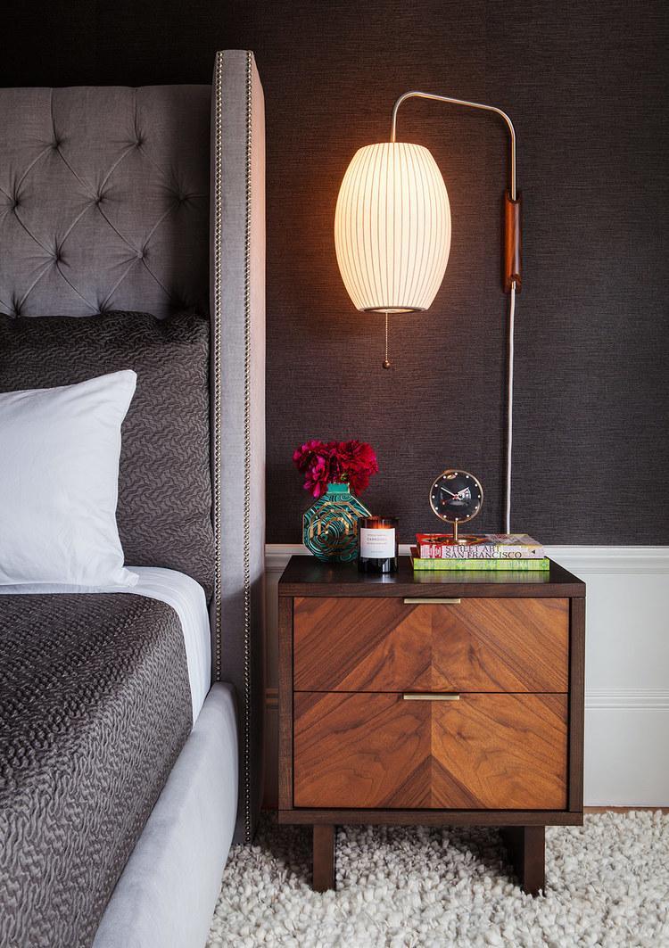 Mid-Century Walnut Bubble Sconce – Swivel Plug-In