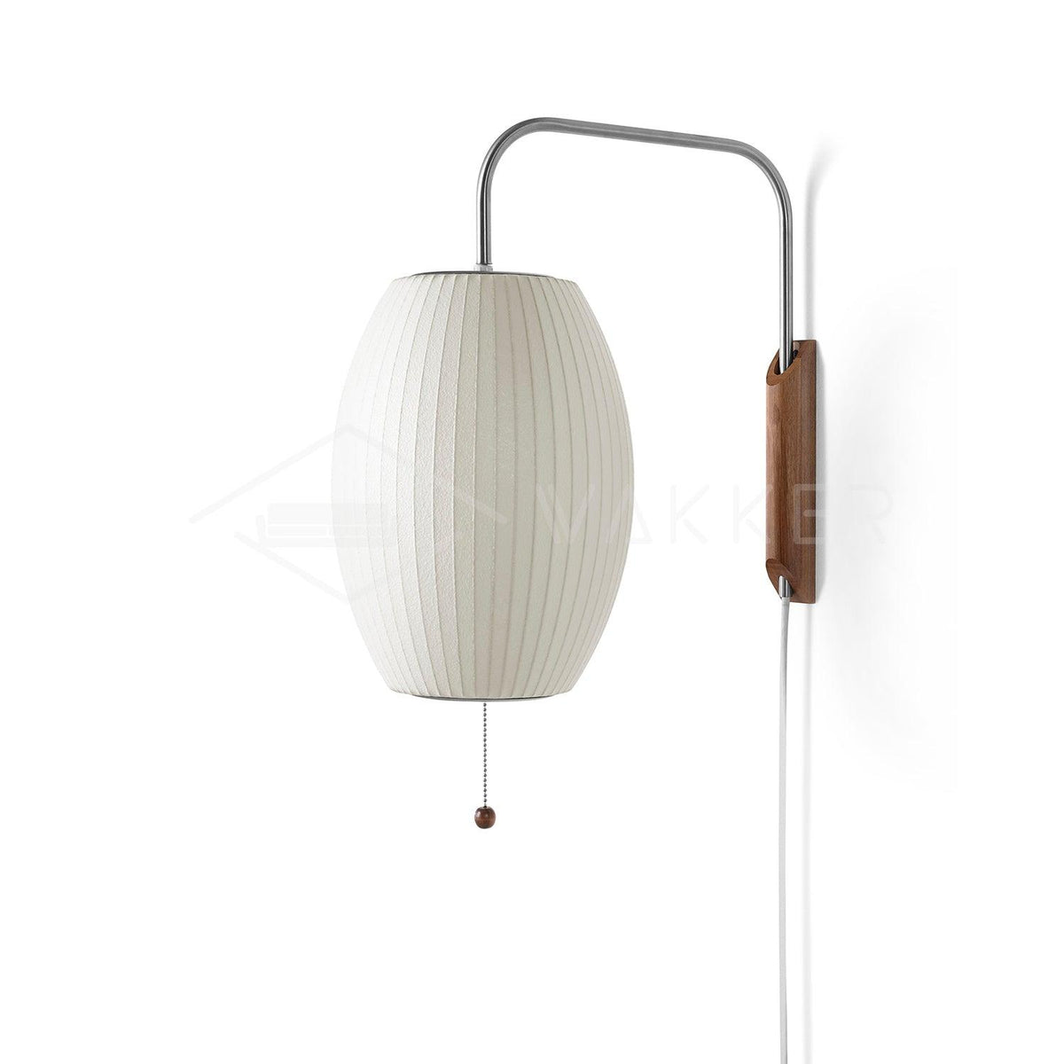 Mid-Century Walnut Bubble Sconce – Swivel Plug-In