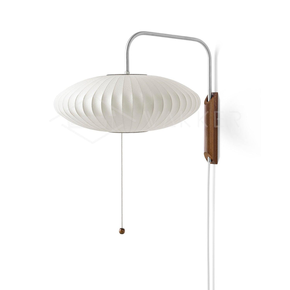 Mid-Century Walnut Bubble Sconce – Swivel Plug-In