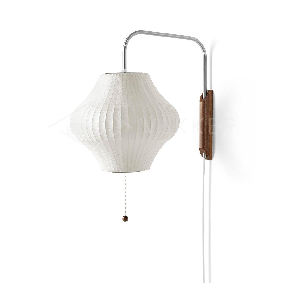 Mid-Century Walnut Bubble Sconce – Swivel Plug-In