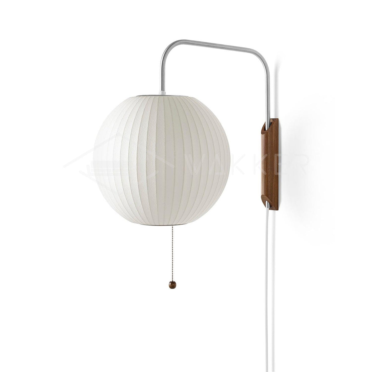 Mid-Century Walnut Bubble Sconce – Swivel Plug-In