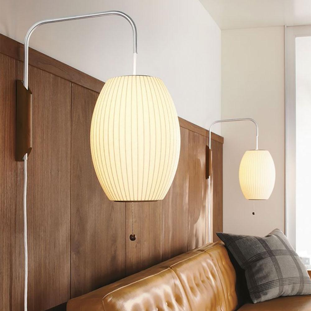 Mid-Century Walnut Bubble Sconce – Swivel Plug-In
