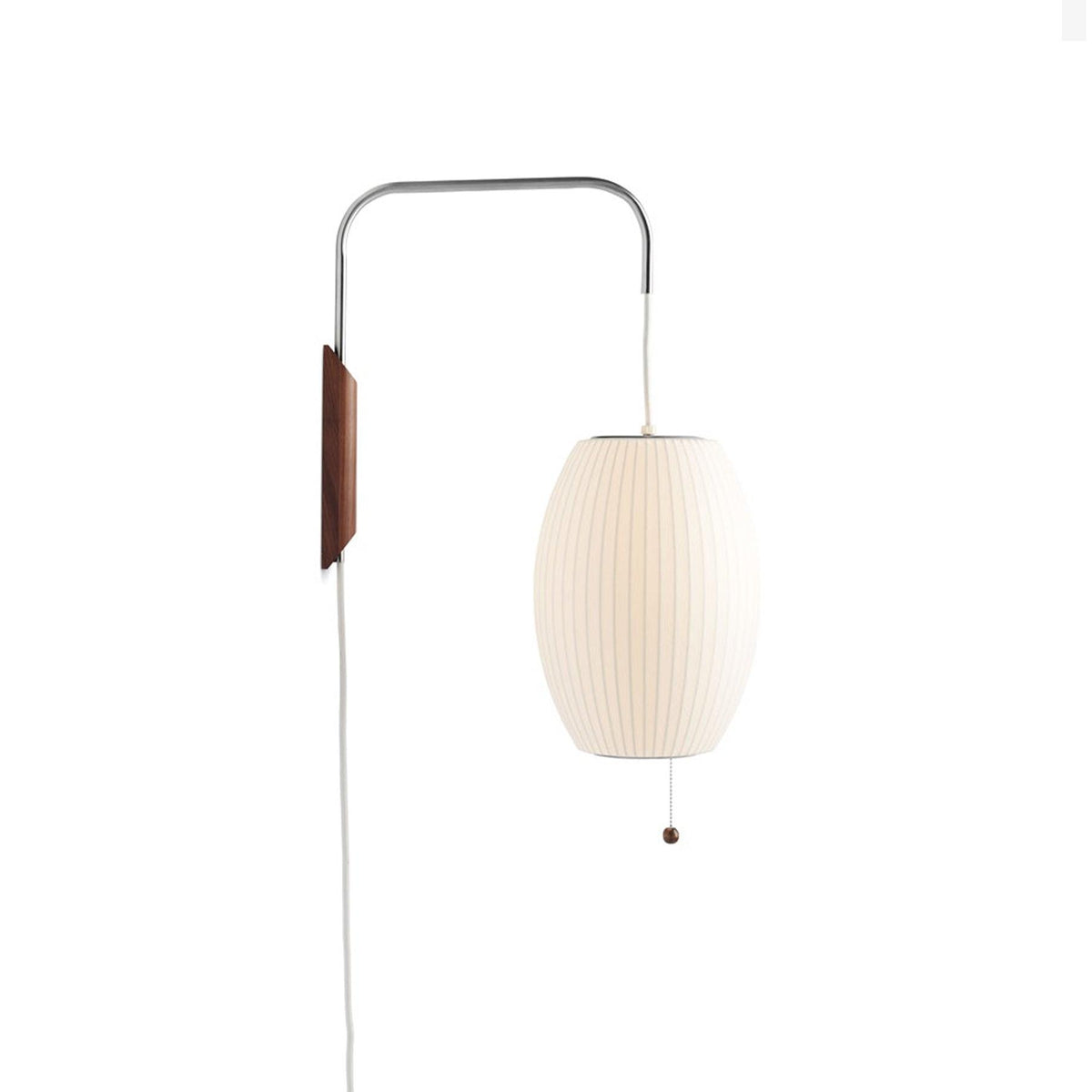 Mid-Century Walnut Bubble Sconce – Swivel Plug-In