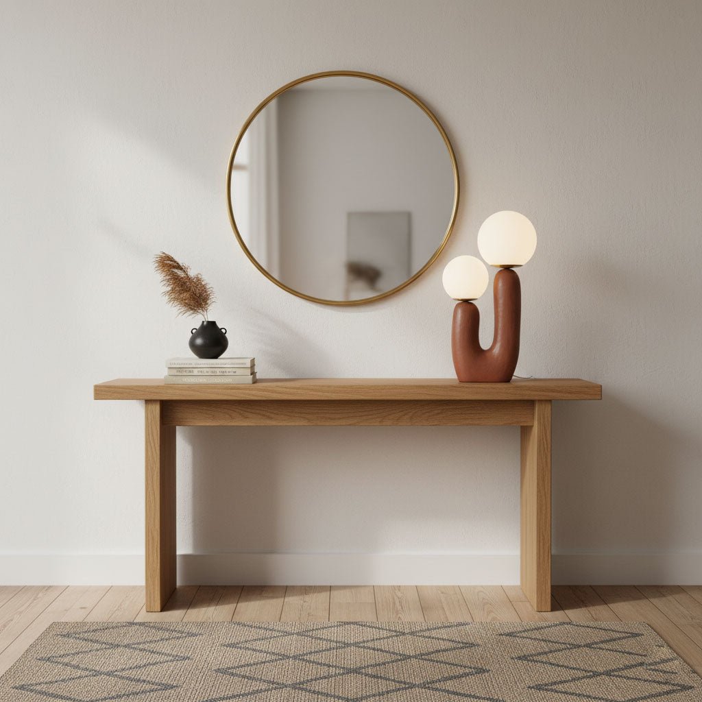 Contemporary Resin Table Lamp – Glass Globe Shade