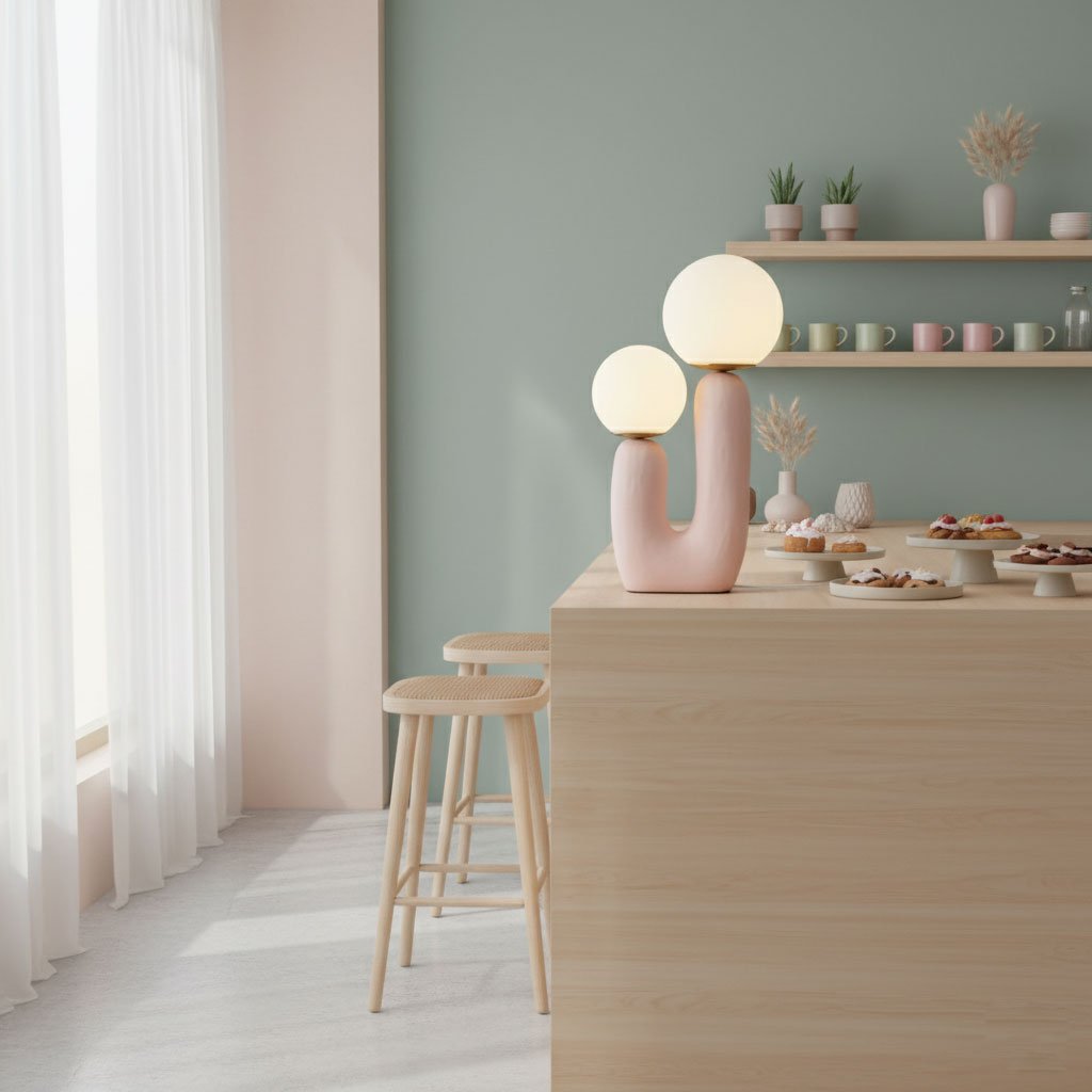 Contemporary Resin Table Lamp – Glass Globe Shade